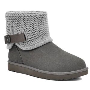 UGG Shaina Gray Knit Cuff Suede Boots – Size 7 – Excellent!